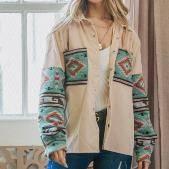THE SHASTA LADIES AZTEC PRINT CORDUROY SHACKET - Picture 7 of 12